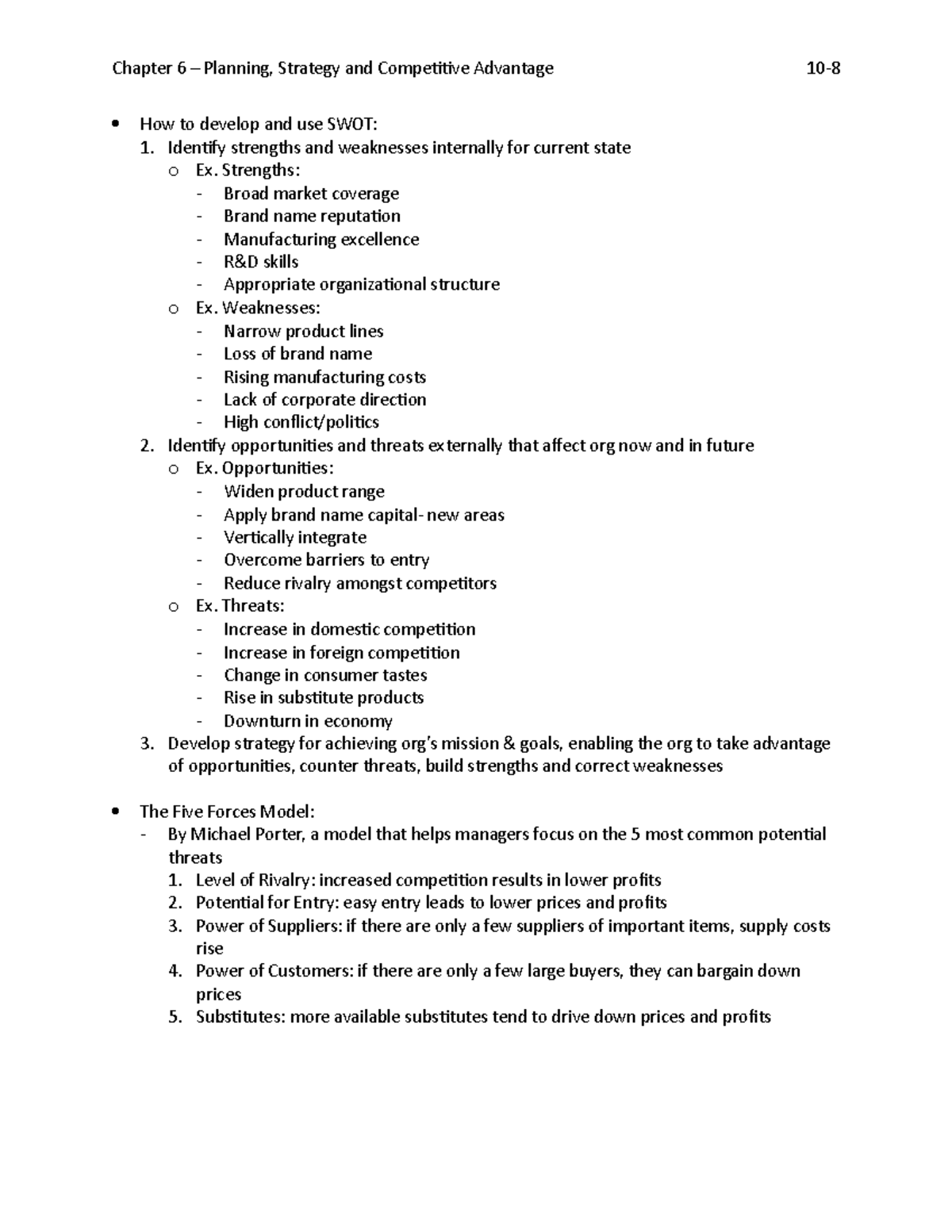Chapter 6 - Planning, Strategy, and Competitive Advantage - Chapter 6 ...