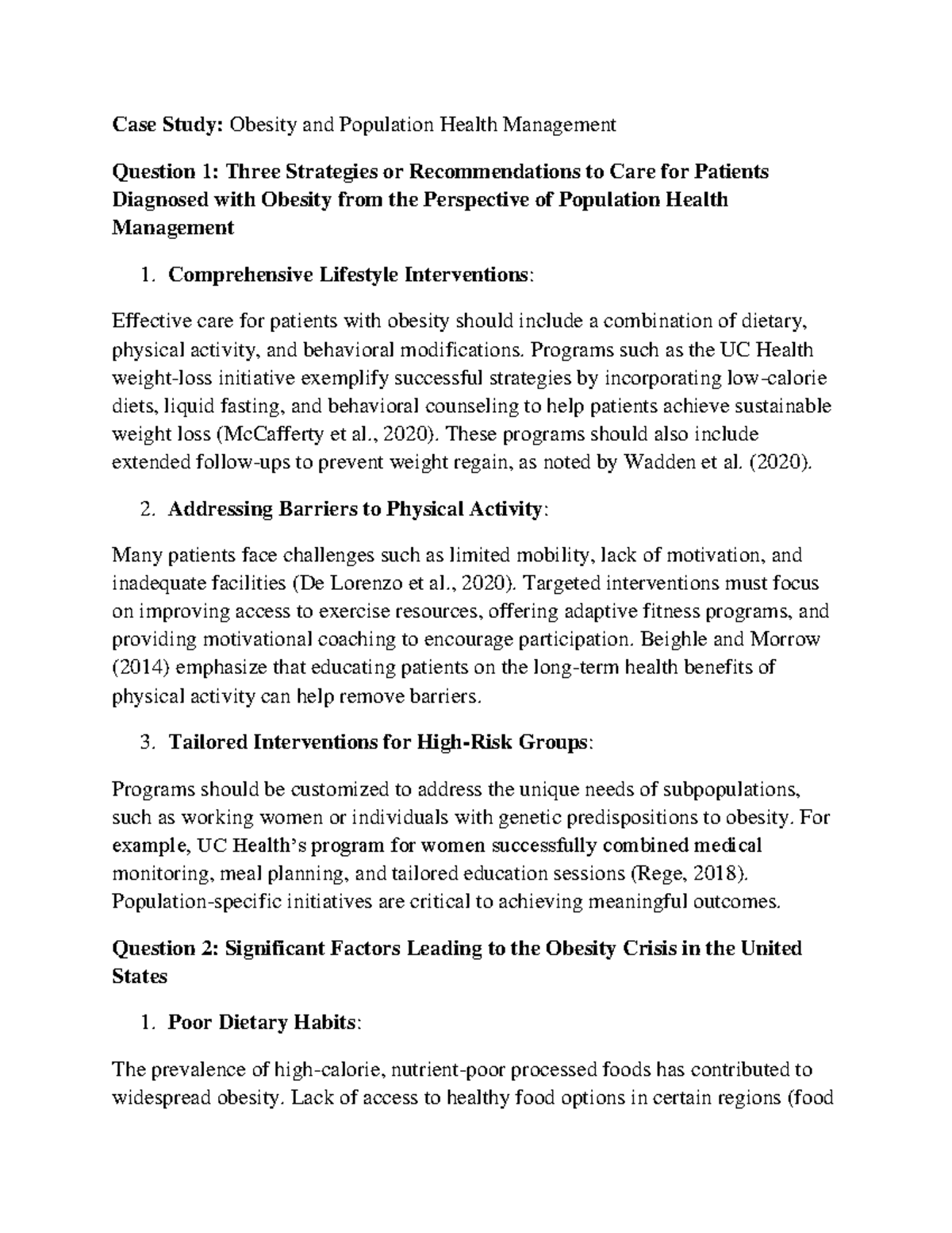 Case Study - lecture - Case Study: Obesity and Population Health ...