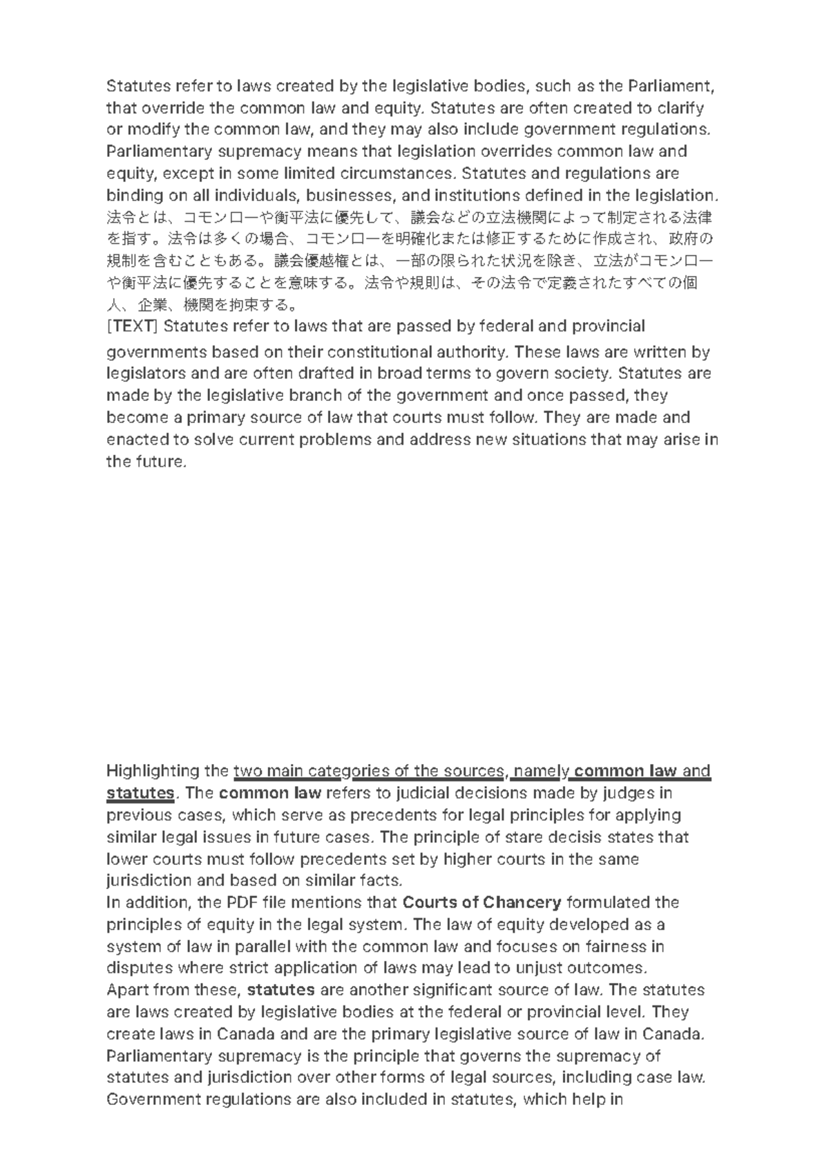 W1-5-8 - Lecture note Week 1 - Statutes refer to laws created by the ...