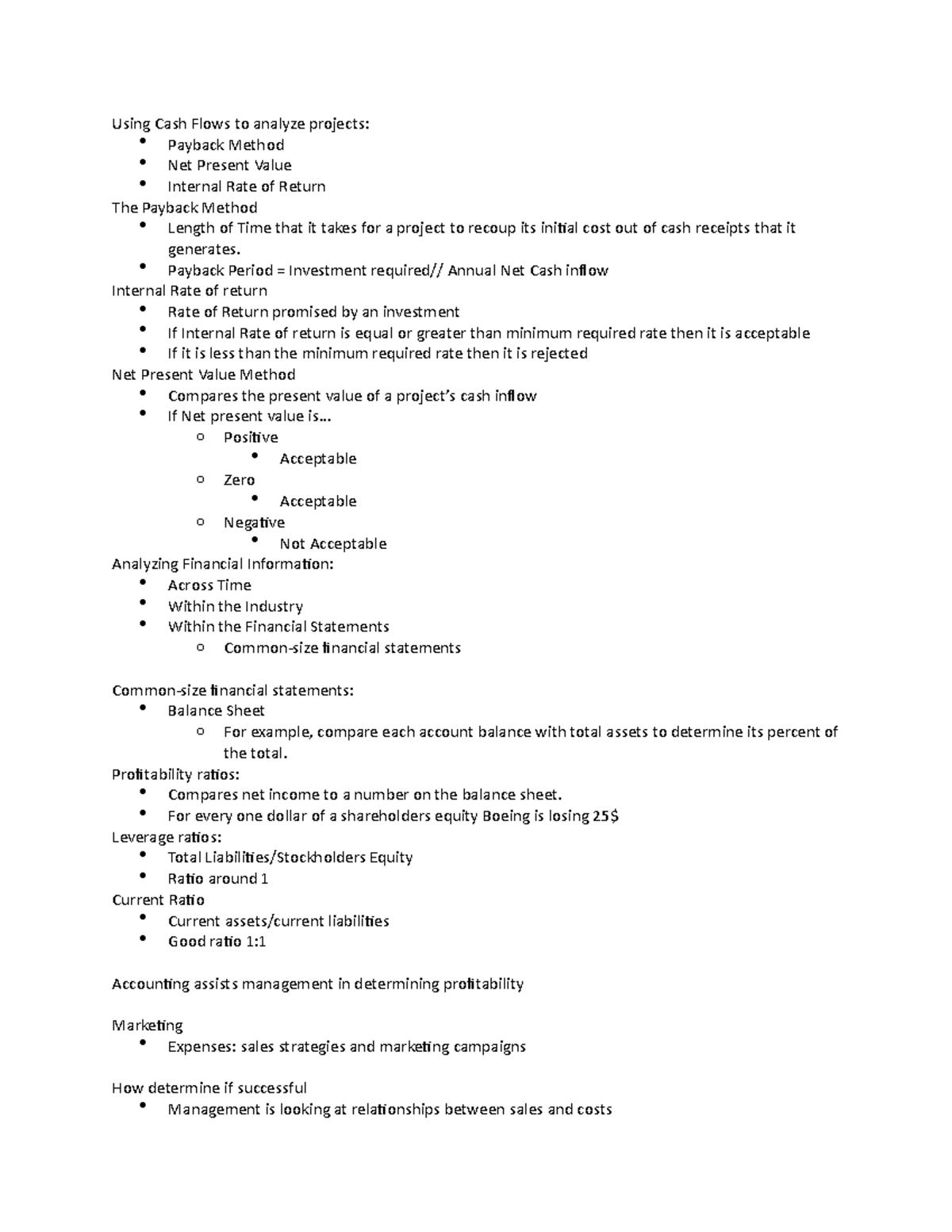 Module 4 - Using Cash Flows to analyze projects: Payback Method Net ...