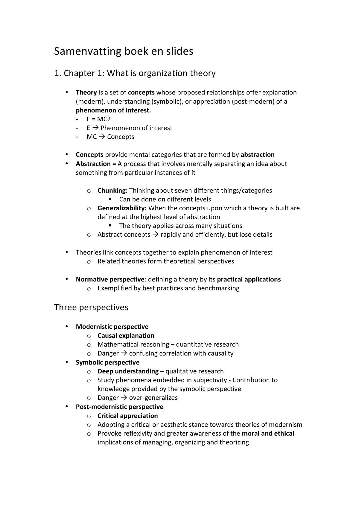 Organization Theory Samenvatting Boek En Slides 2.0 - Samenvatting Boek ...