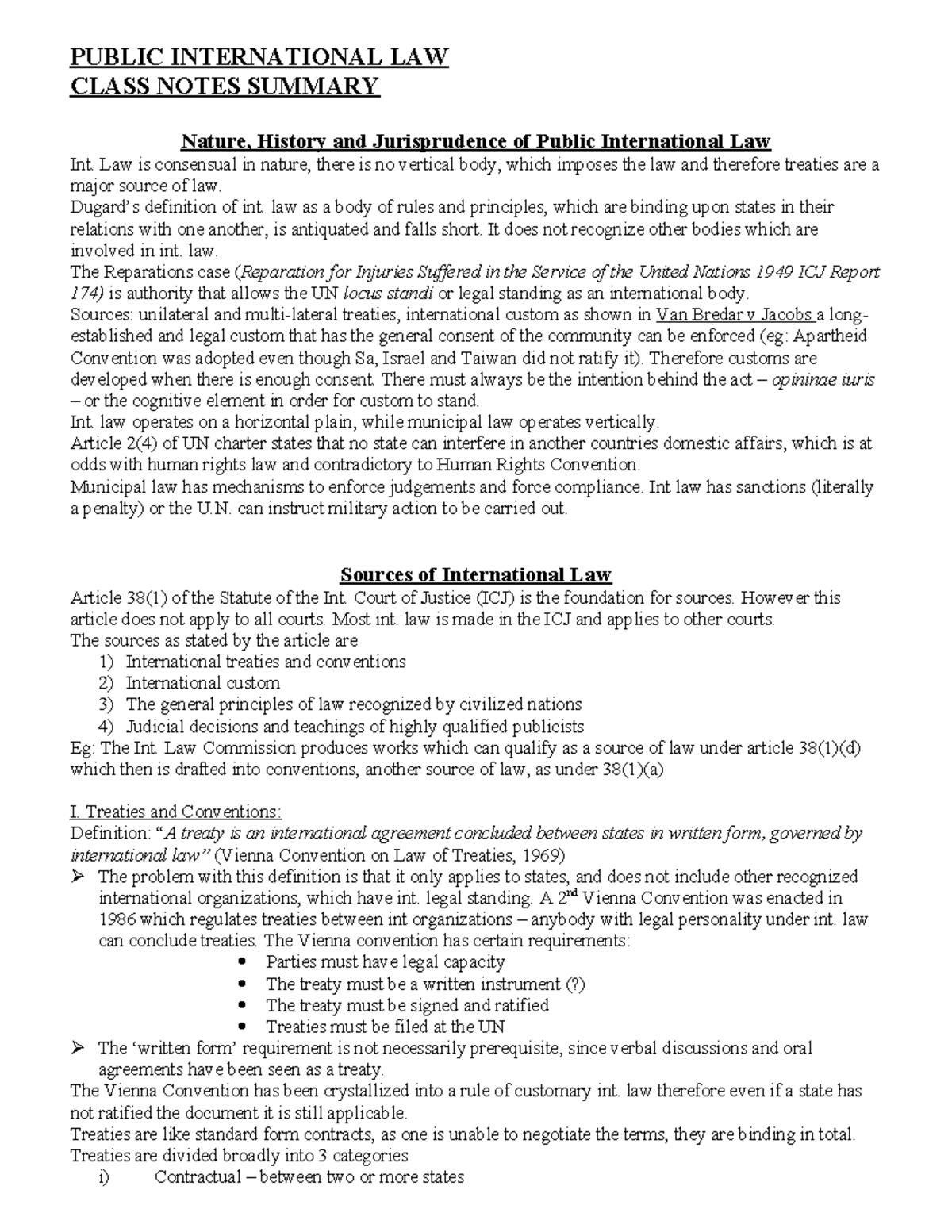 Class-Notes-Summary - PUBLIC INTERNATIONAL LAW CLASS NOTES SUMMARY ...