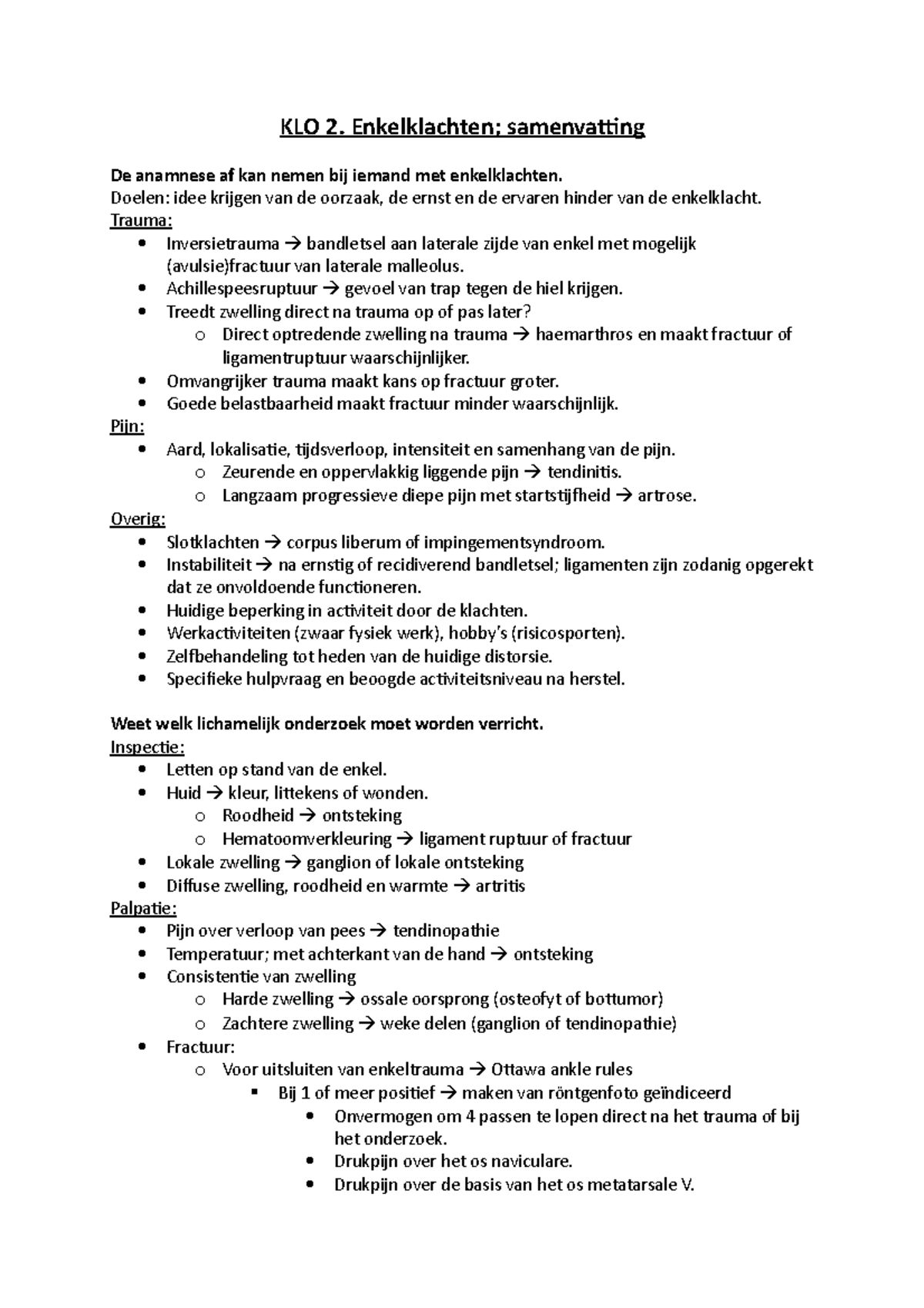 Klo Samenvatting Uitwerking Doelstellingen Casus Klo