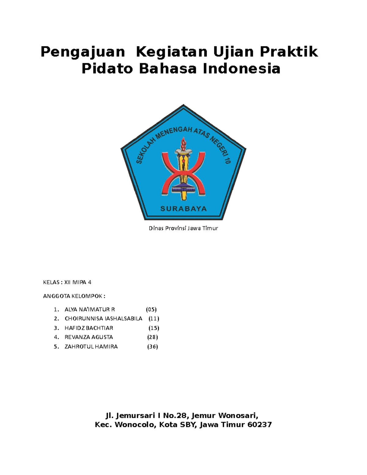 Pengajuan Kegiatan Pidato Untuk Ujian Praktik - Pengajuan Kegiatan ...