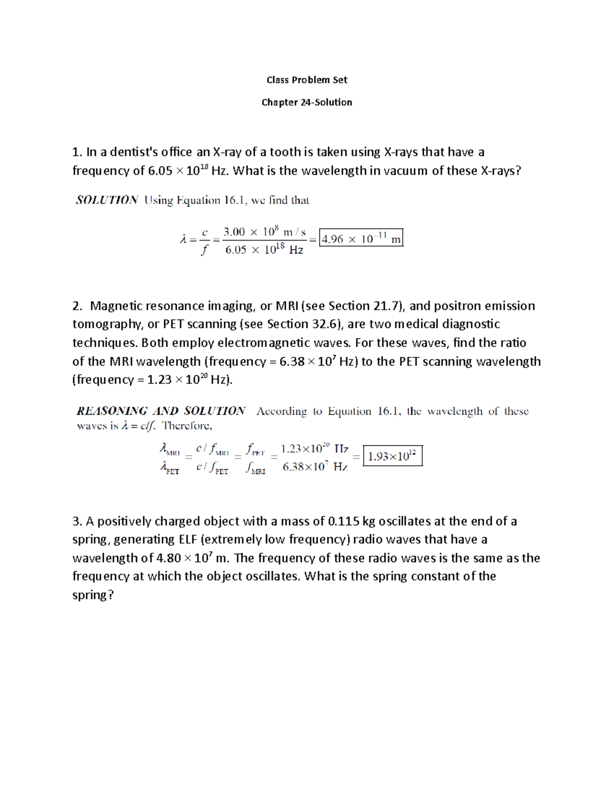 Class Problem Set Chapter 24 Solution - Class Problem Set Chapter 24 ...