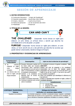 Sesión DE Aprendizaje LAS Emociones - SESI”N DE APRENDIZAJE N∞ DATOS ...