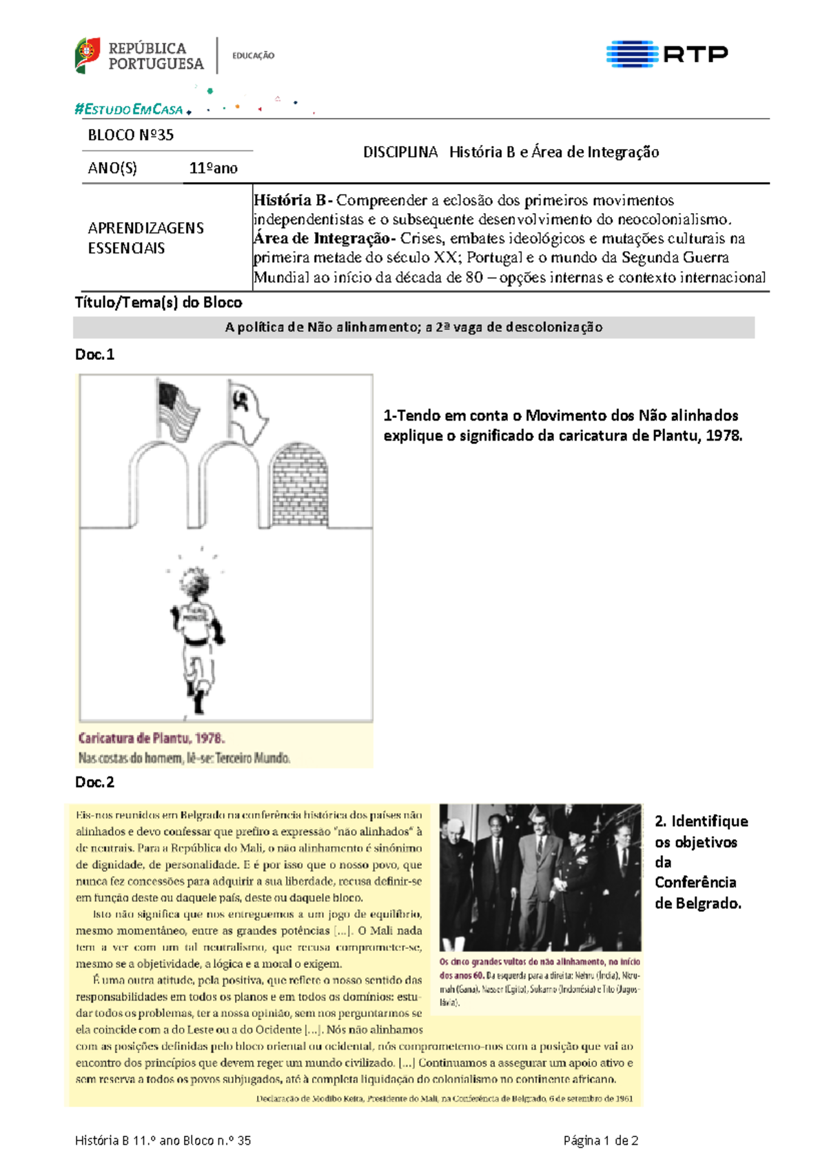 35 História B 11º Ano A Política De Não Alinhamento; A 2ª Vaga De ...