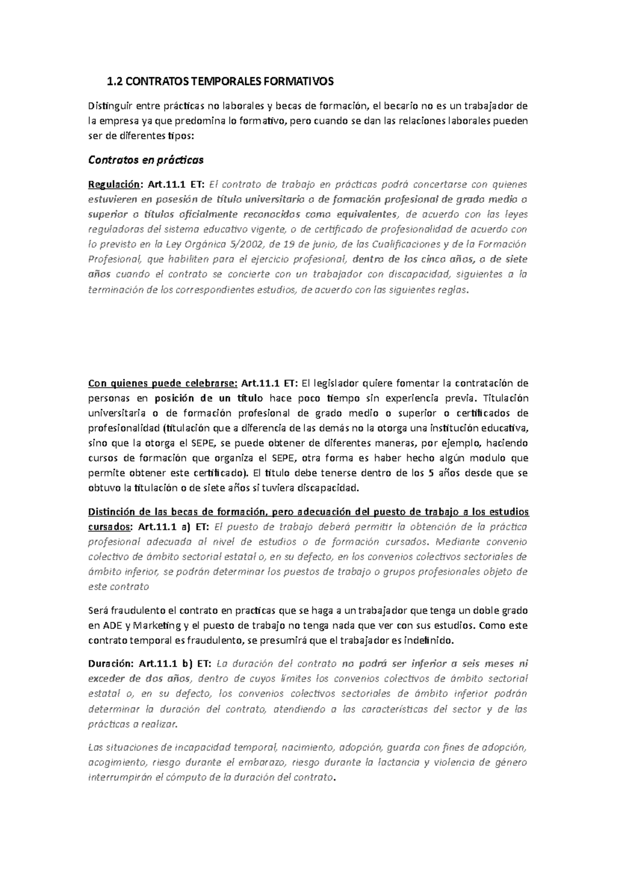 Tema 4 - Apuntes 4 - 1 CONTRATOS TEMPORALES FORMATIVOS Distinguir Entre ...