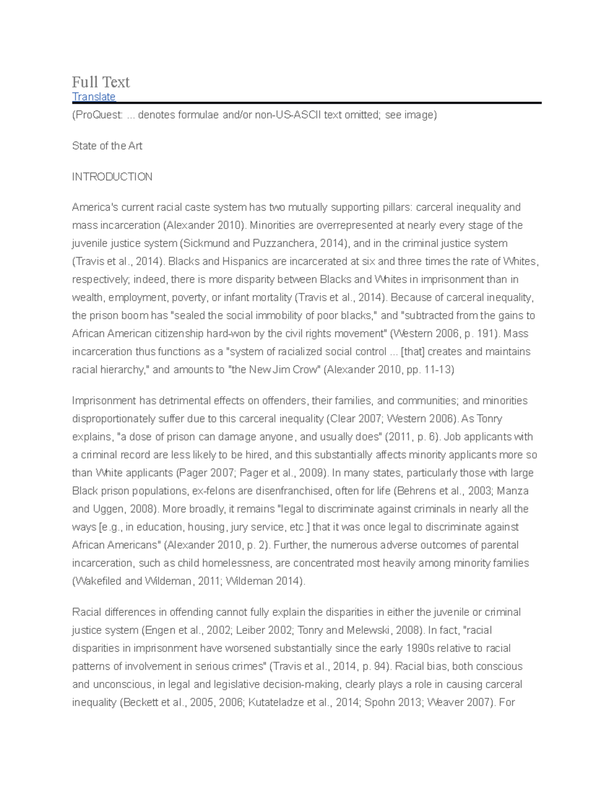Racial Injustice Research - Full Text Translate (ProQuest: ... denotes ...