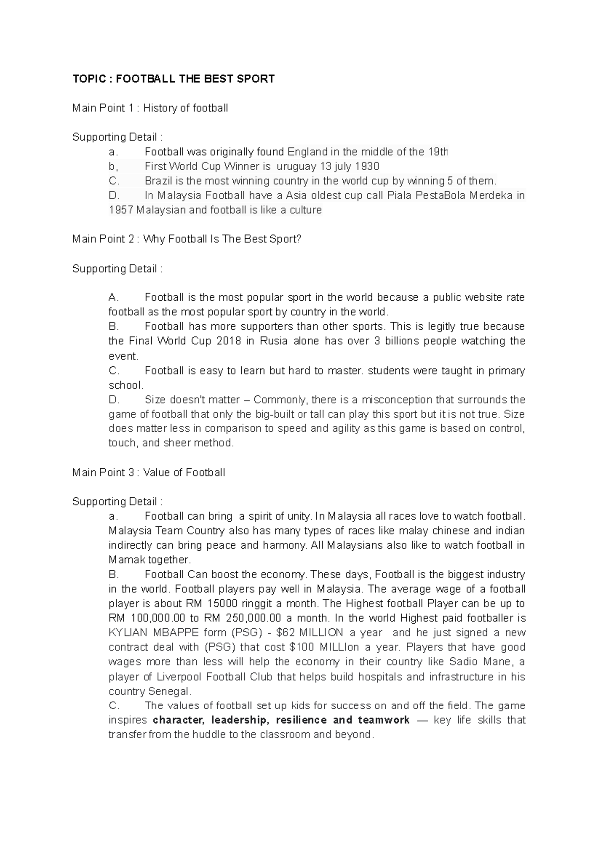 Topic Football THE BEST Sport TOPIC FOOTBALL THE BEST SPORT Main