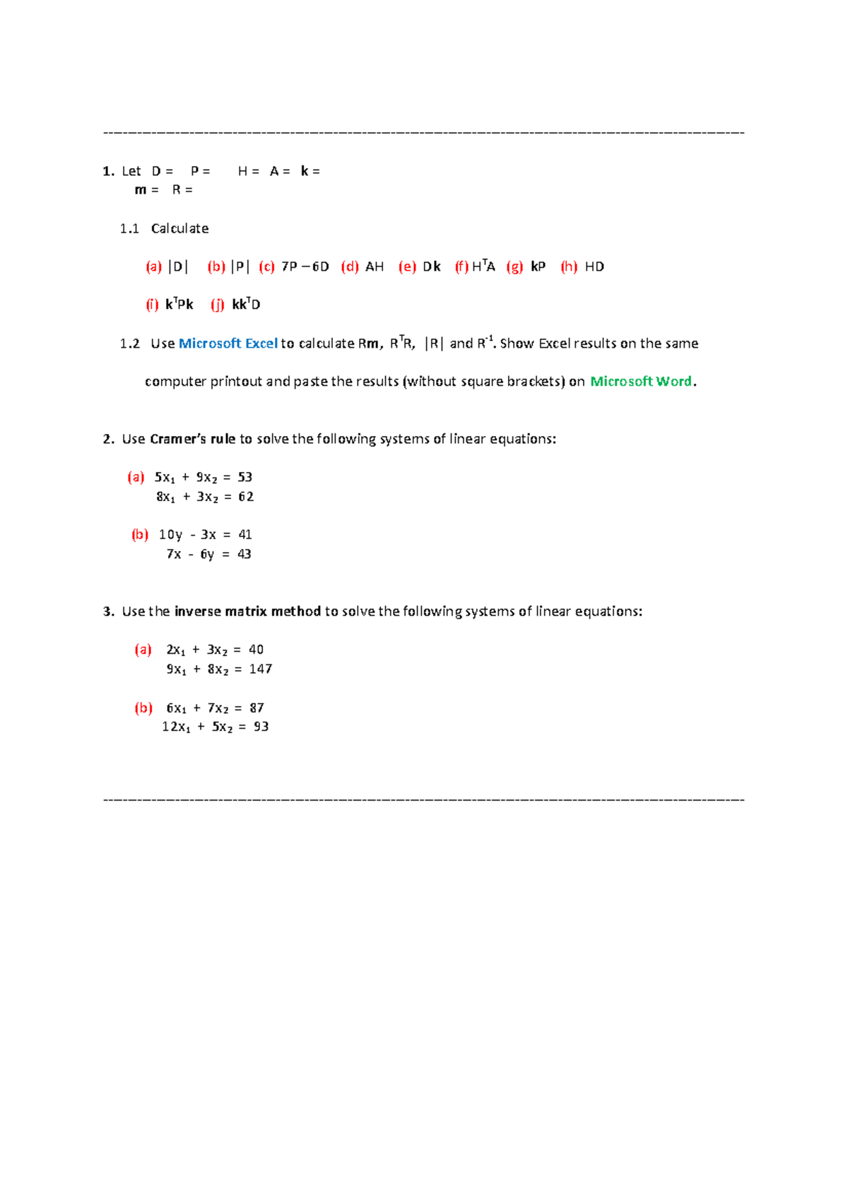 STFM125 Assignment 2 2023 LT Let m =D = R =P = H = A = k = 1