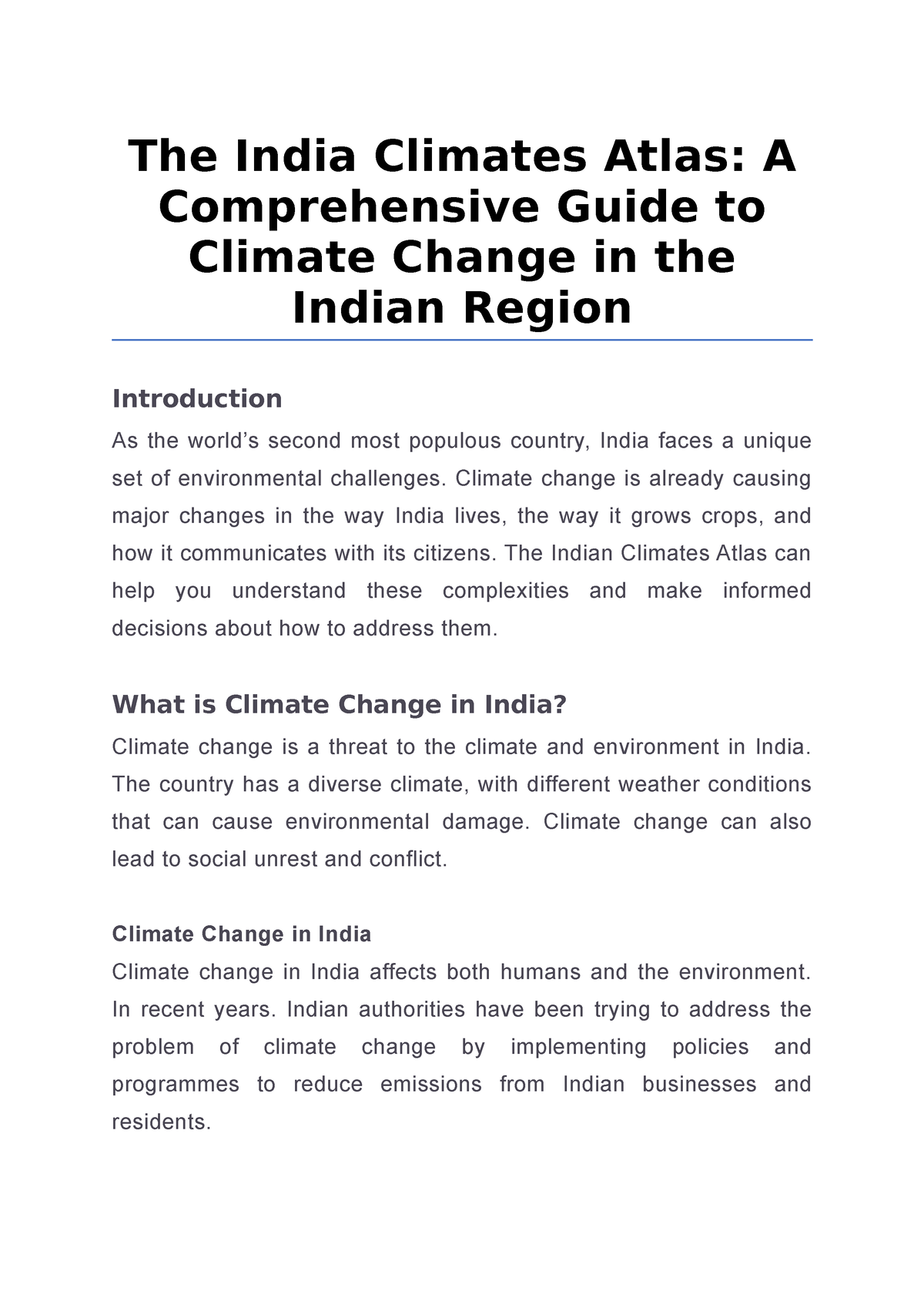 an essay on indian climate