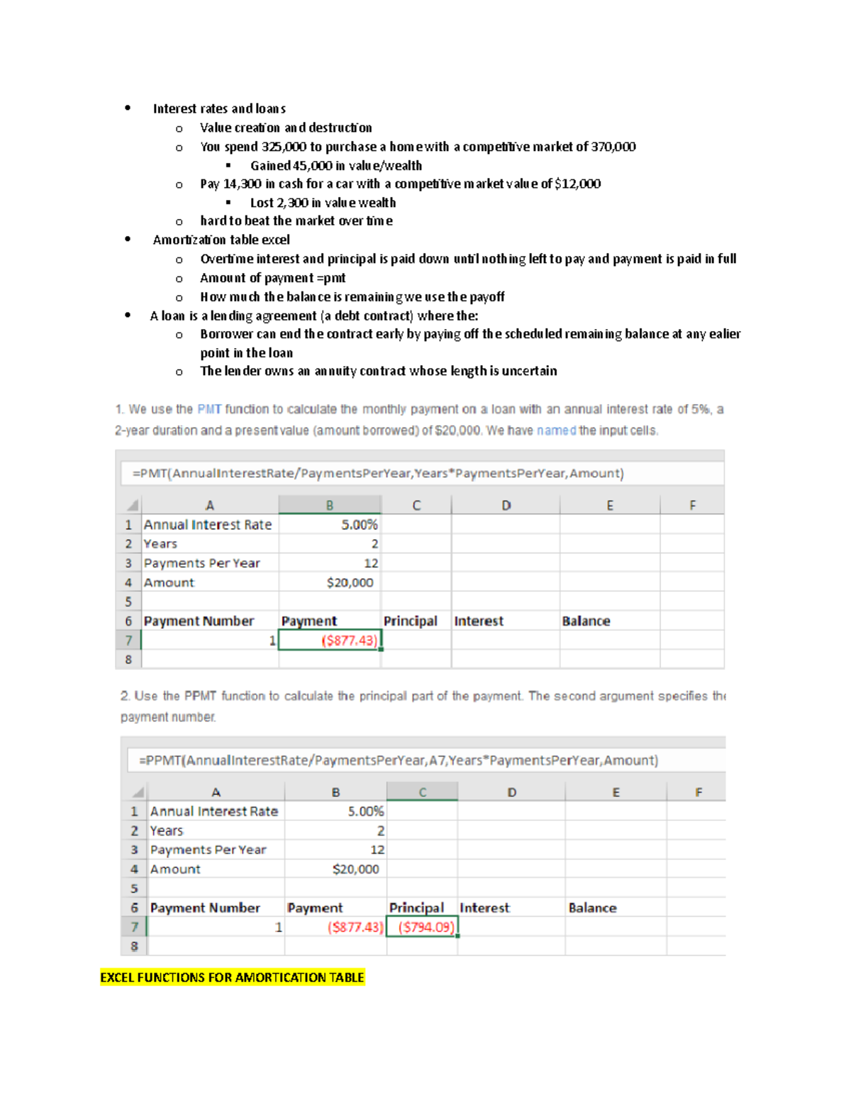 Lecture 5 Joe Fitter Interest rates and loans o Value creation and destruction o You spend
