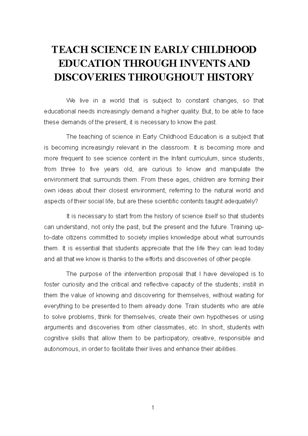 Teach Science IN Early Childhood Education Through Invents AND