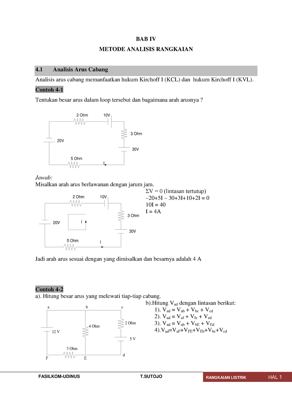 Adoc - BAB IV METODE ANALISIS RANGKAIAN 4 Analisis Arus Cabang Analisis ...