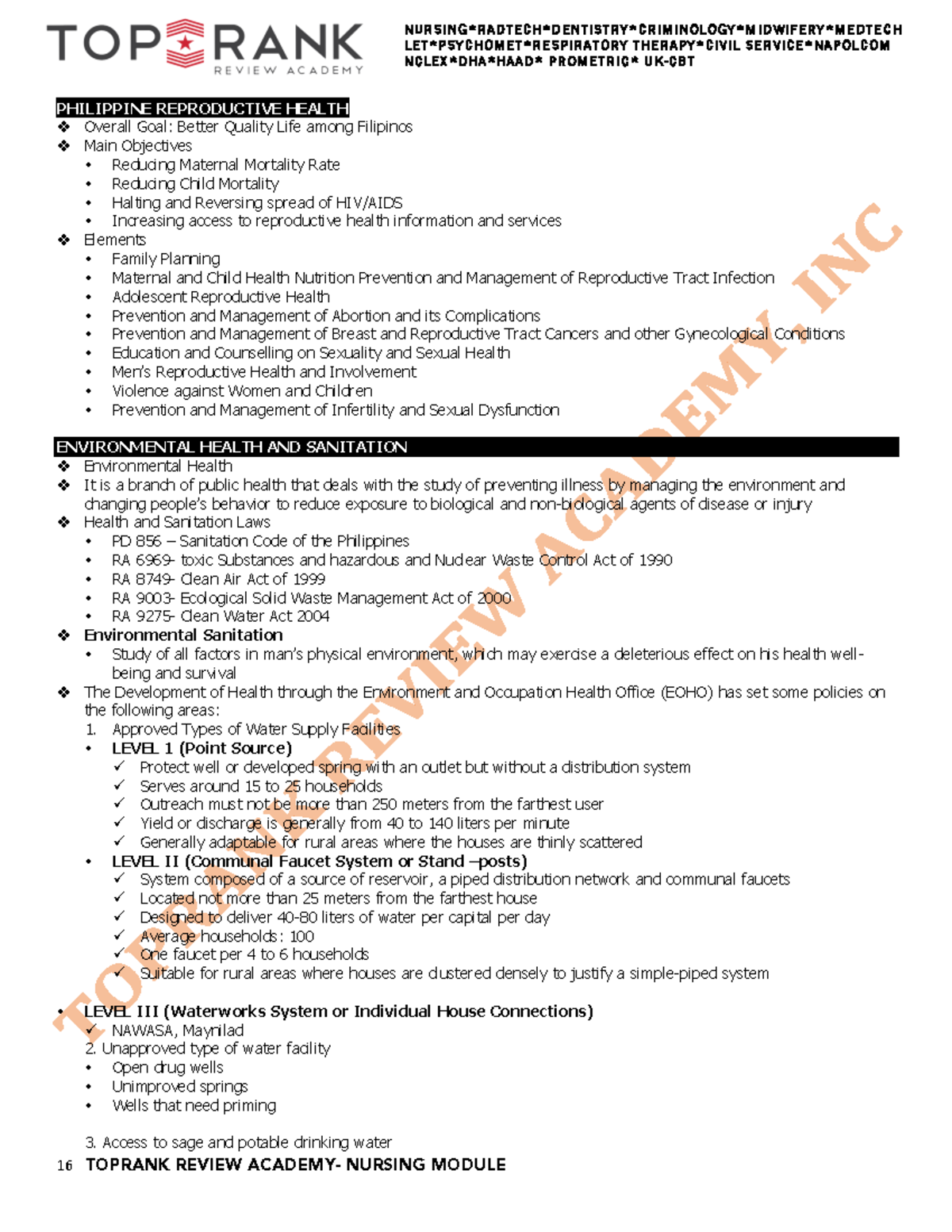 Community Health Nursing 6 - 16 TOPRANK REVIEW ACADEMY- NURSING MODULE ...