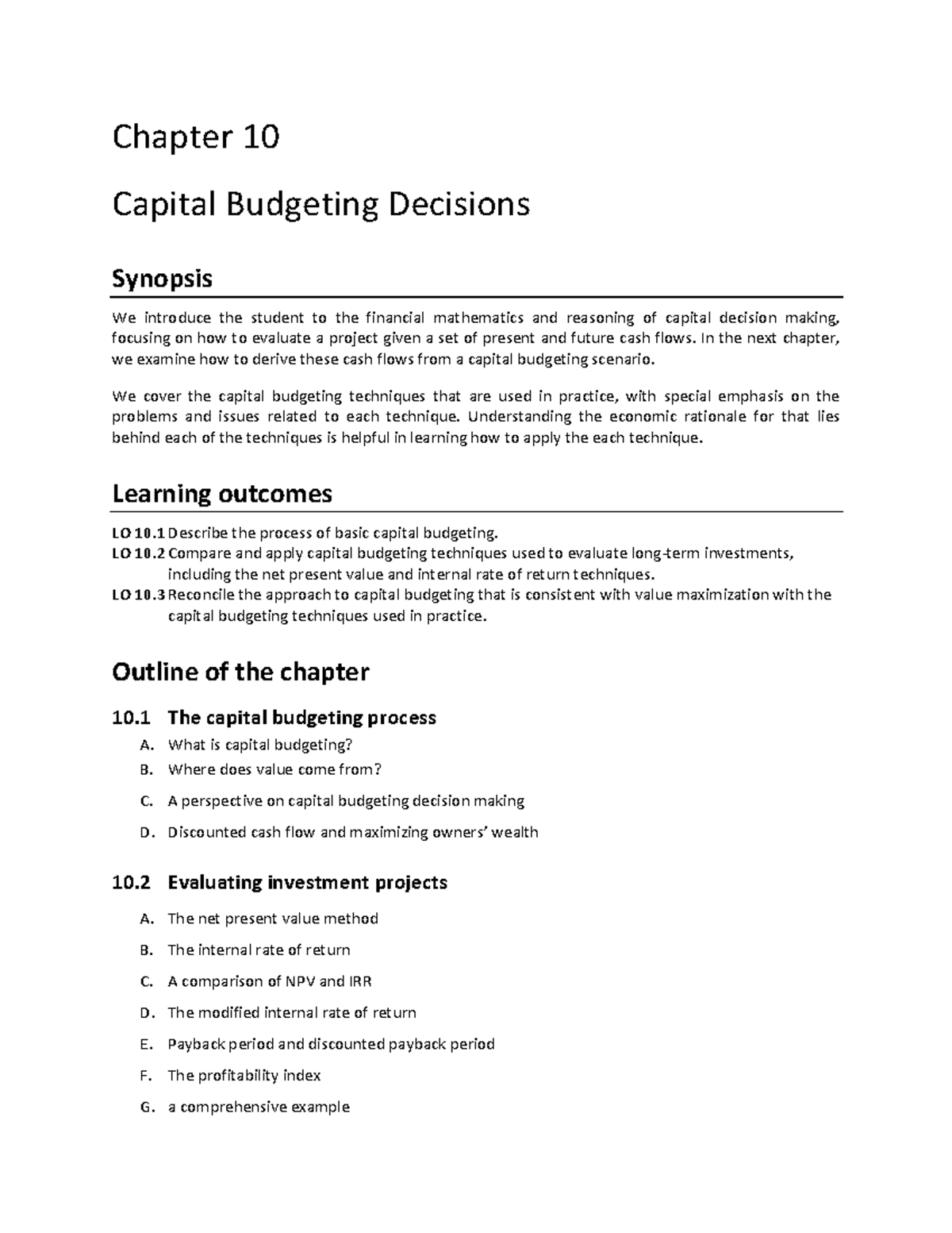 Chapter 10 IM solution - Chapter 10 Capital Budgeting Decisions ...