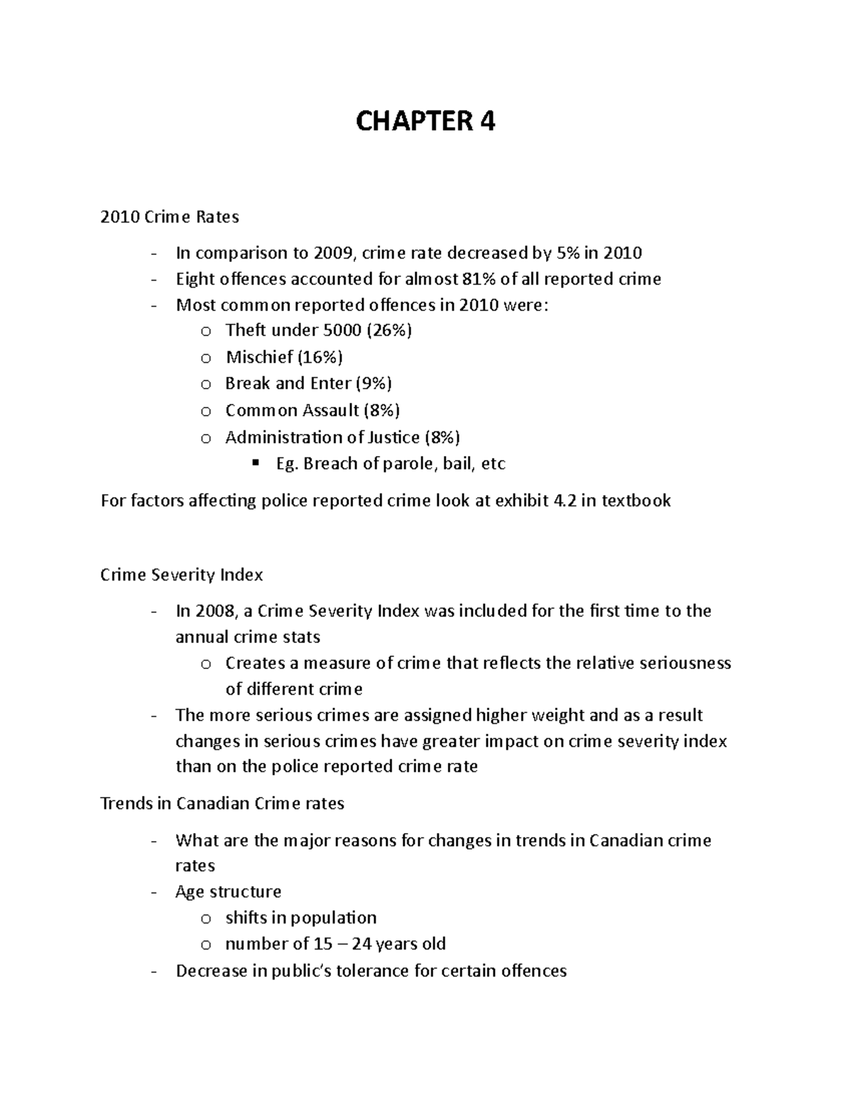 Chapter 4 - Nahani Pollard - CHAPTER 4 2010 Crime Rates - In comparison ...