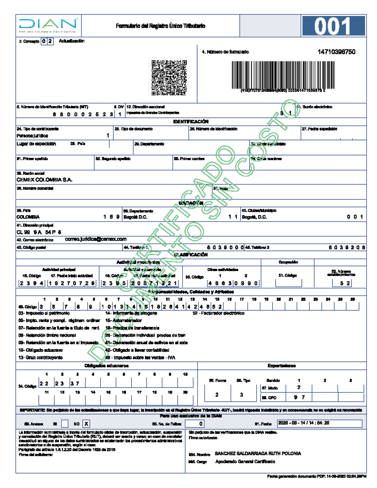 01. RUT Cemex Colombia S.A - 14710396750 (002) - FIN201 - Studocu