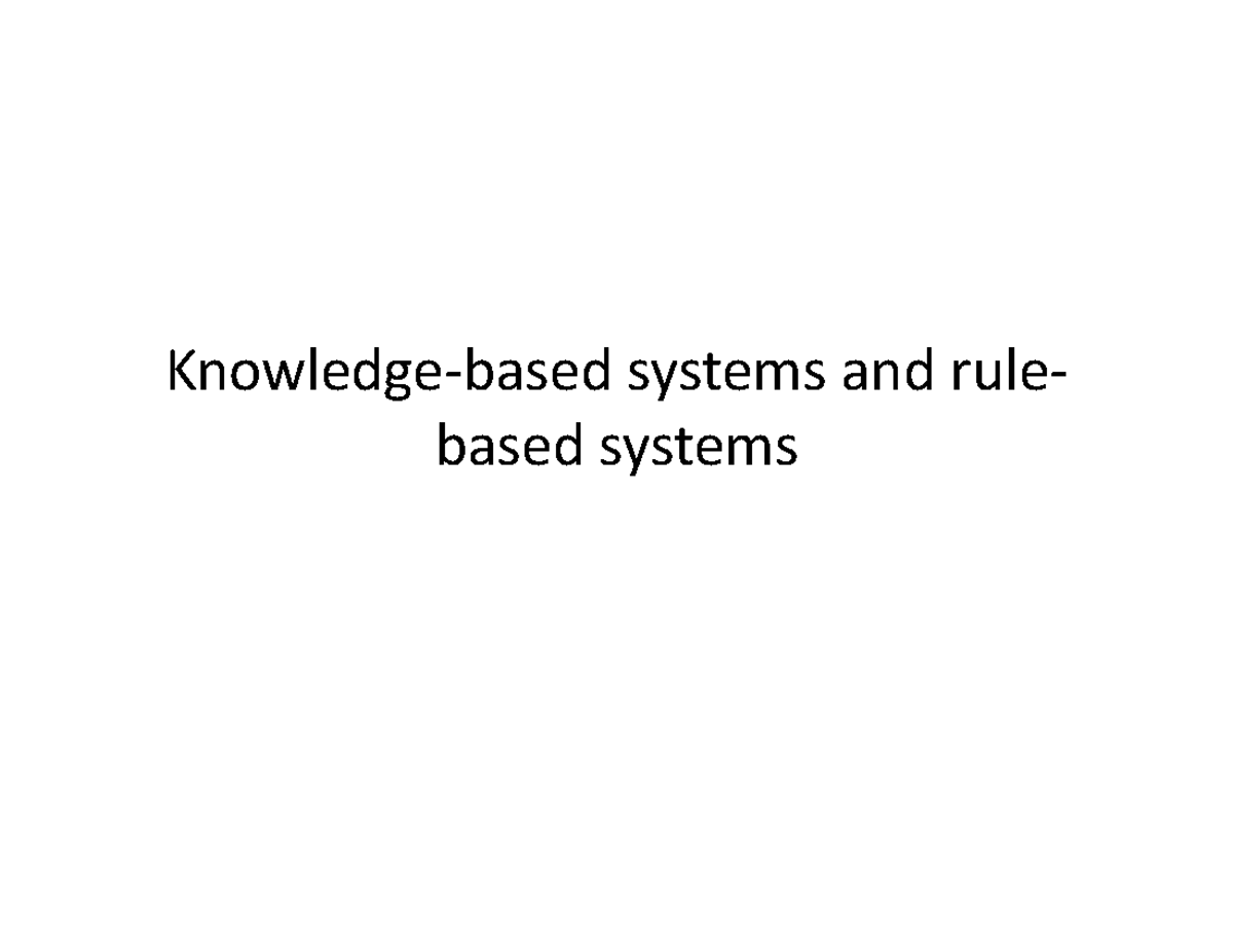 2C VISem - Knowledge ‐ based systems and rule ‐ based systems Expert ...