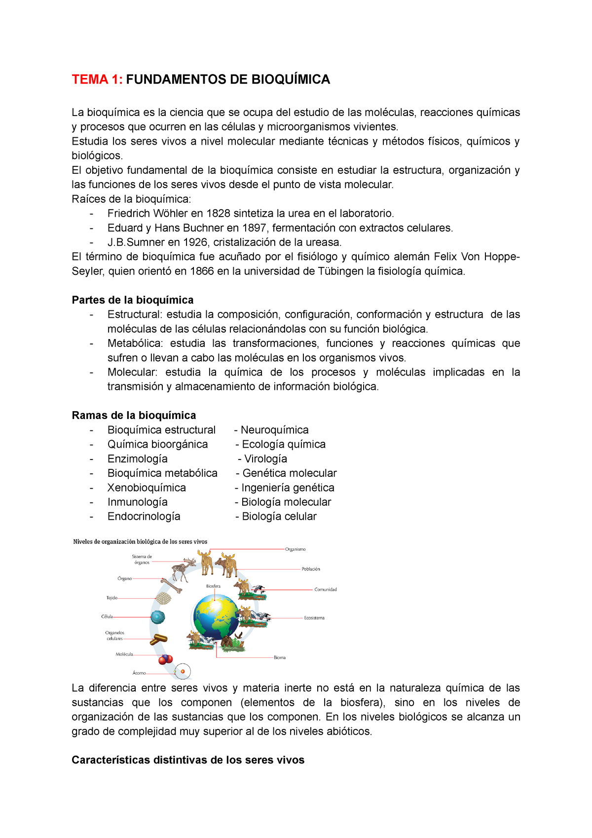 Tema 1 Bioquímica Resumen Tema 1 Fundamentos De BioquÍmica La