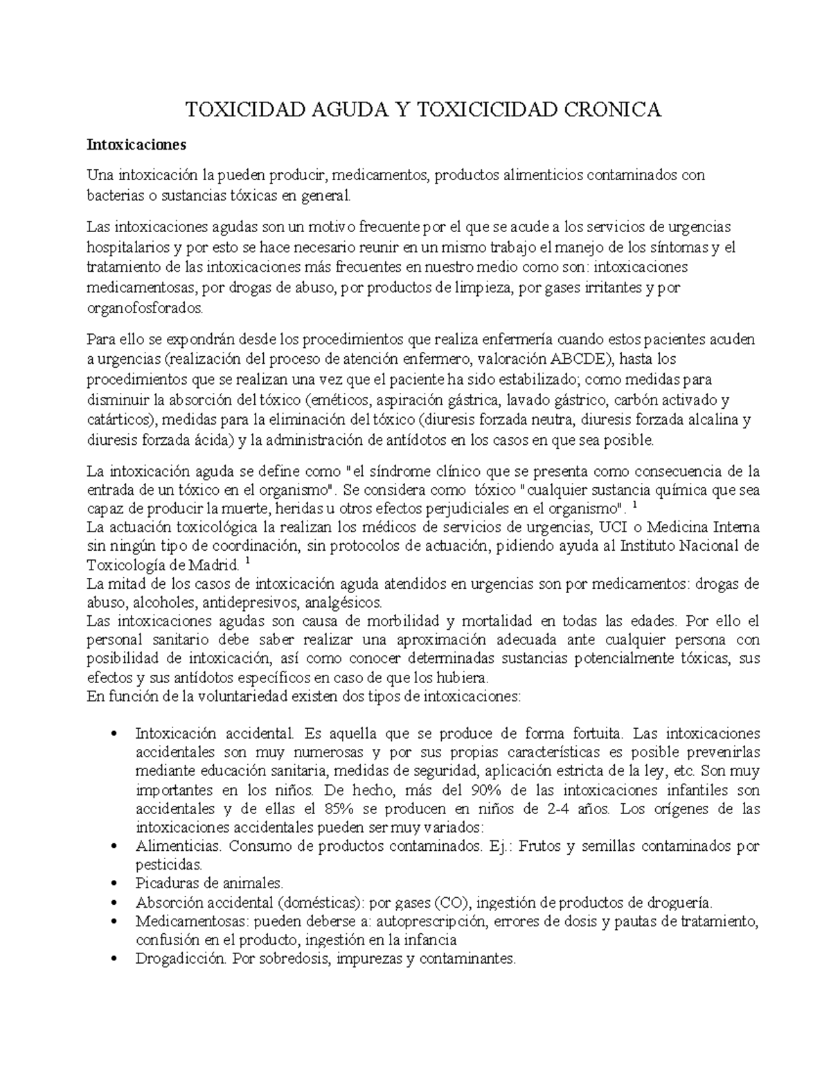 Toxicidad Aguda Y Toxicicidad Cronica - TOXICIDAD AGUDA Y TOXICICIDAD ...