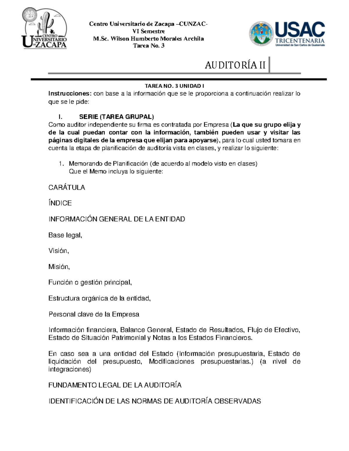 Tarea No. 3 Planificaci Ã³n de Auditor Ã a - Centro Universitario de ...