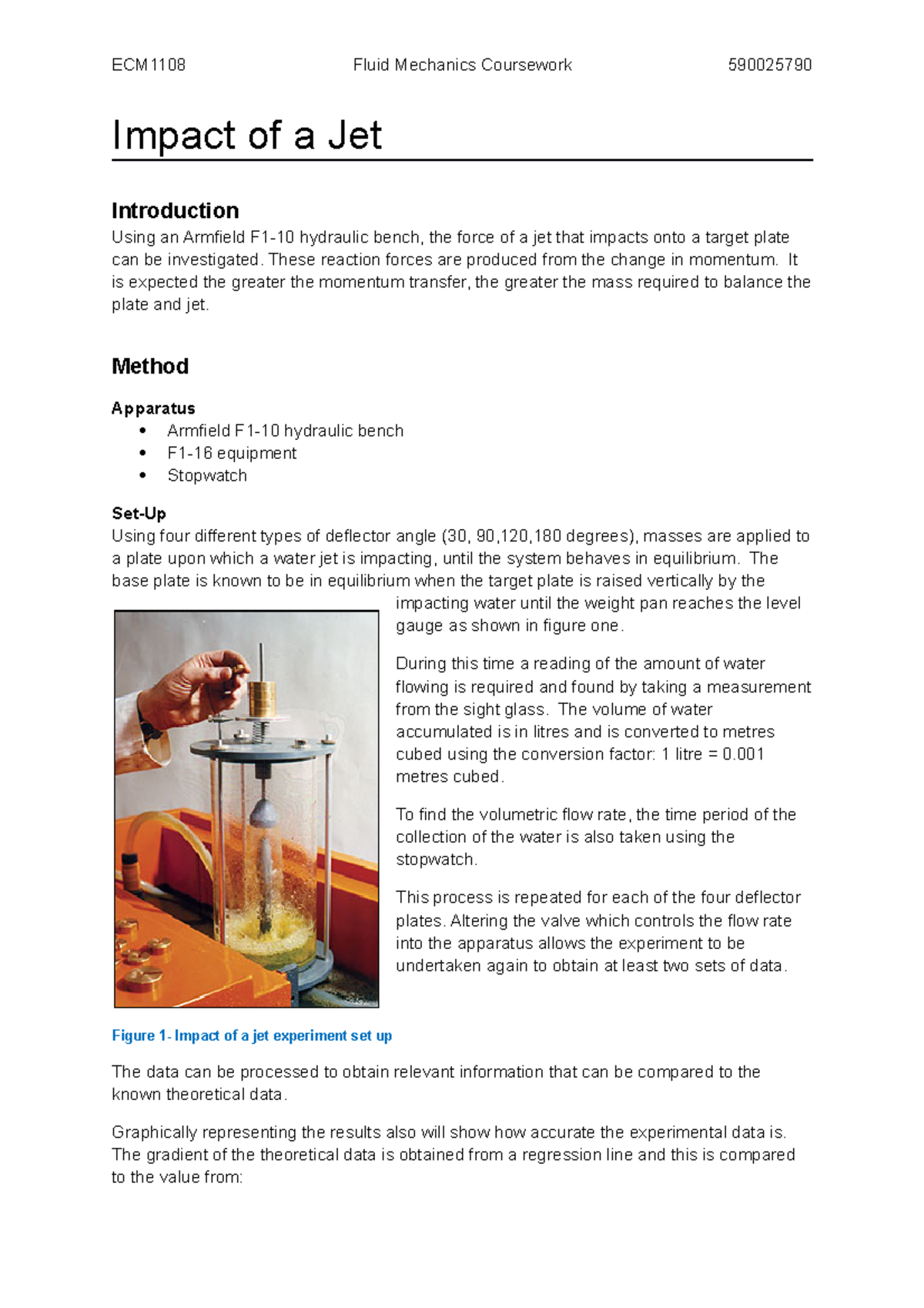 Impact of a Jet Impact of a Jet Introduction Using an Armfield F110