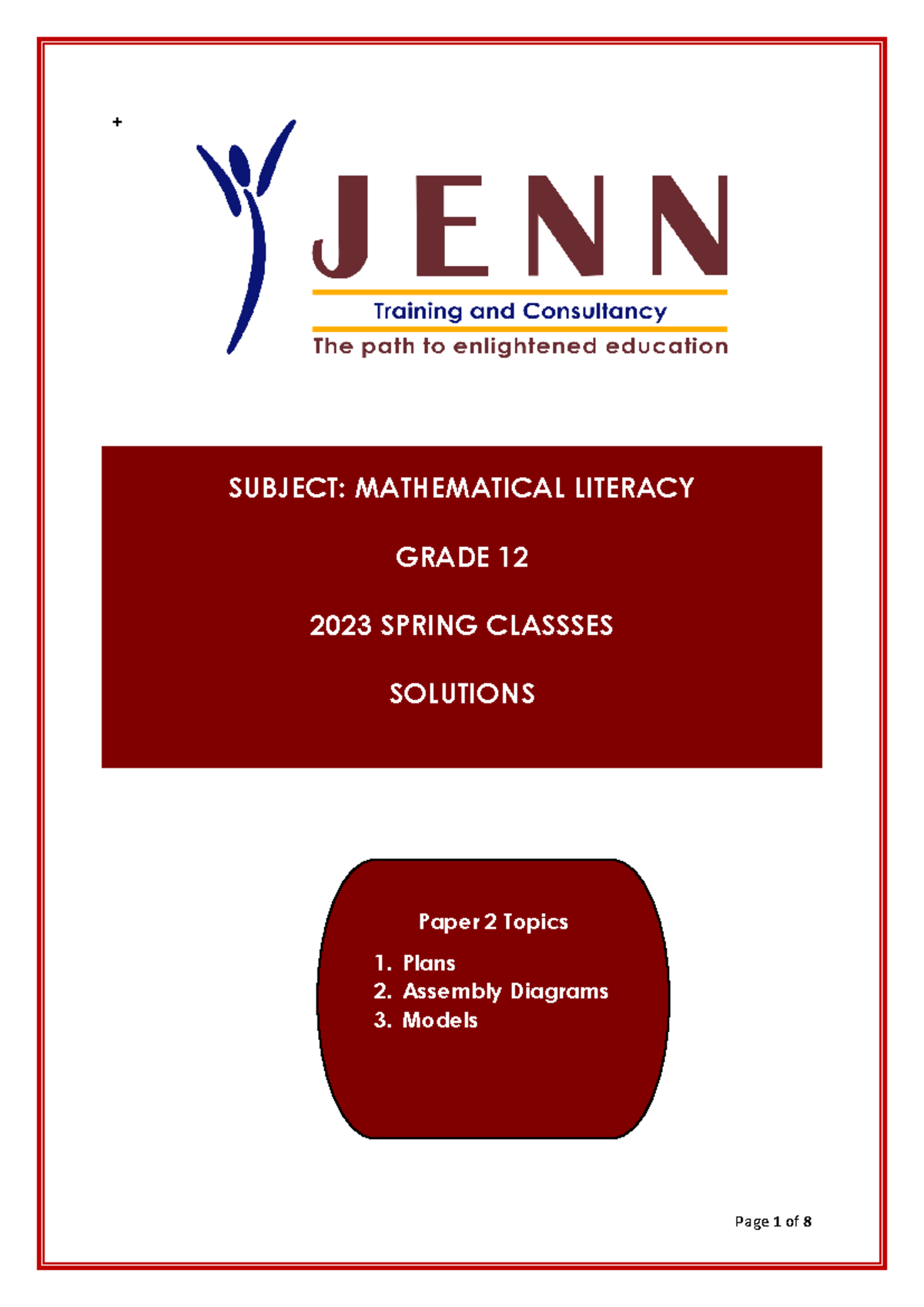 Maths Lit Plans Models and Probability Answers - SUBJECT: MATHEMATICAL ...