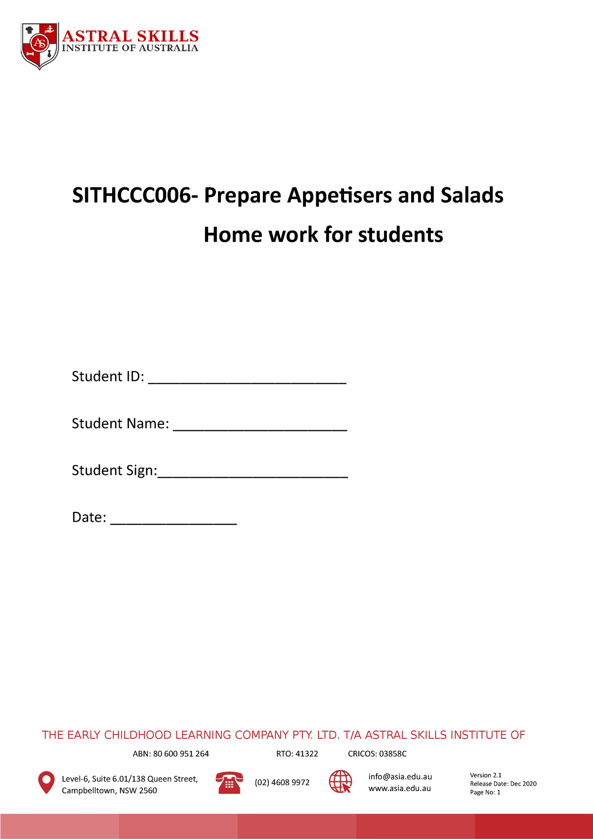 V2 Sithccc 006 Prepare Appetisers And Salads Student Homework - Student ...