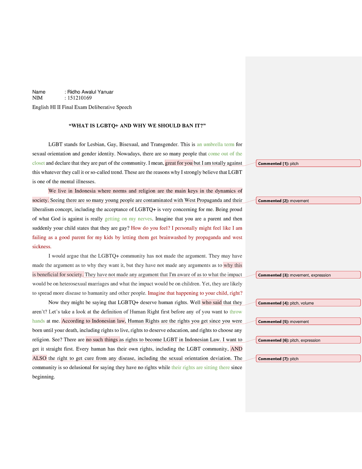 Deliberative Speech I - Name : Ridho Awalul Yanuar NIM : 151210169 ...