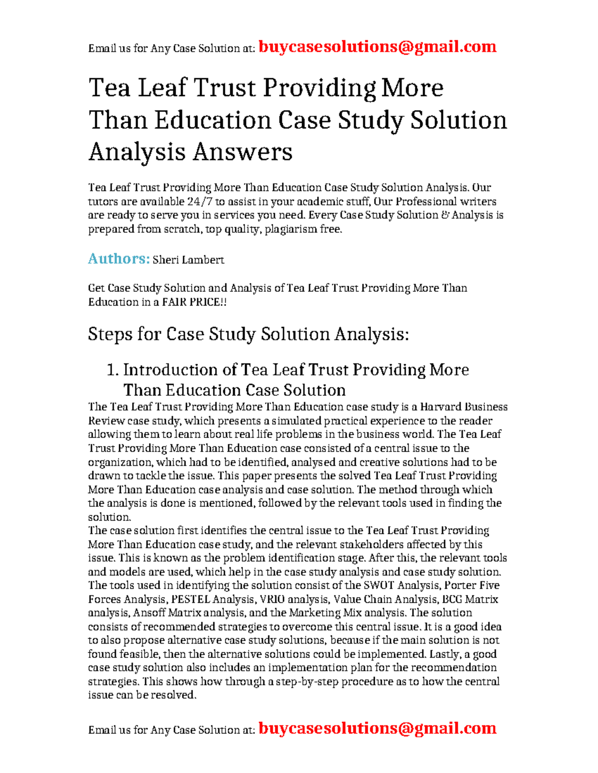 Case Solution Tea Leaf Trust Providing More Than Education - Tea Leaf ...