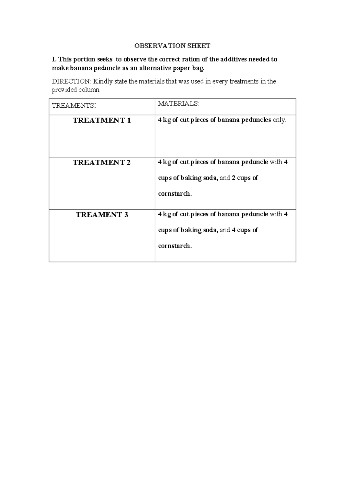 Observation- Sheet - OBSERVATION SHEET I. This portion seeks to observe ...