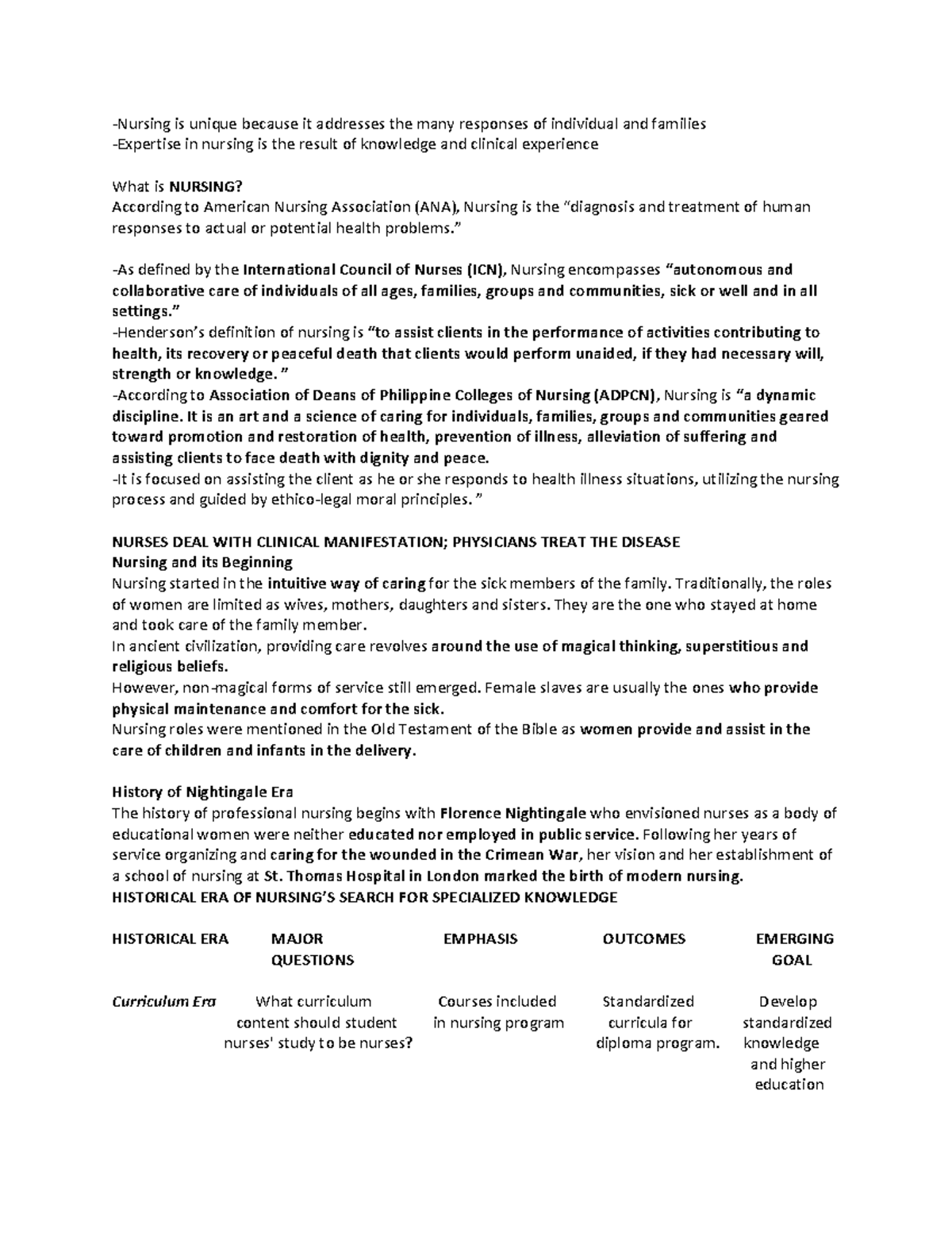 Theo-1pdf - BS NURSING 1ST YEAR THEORETICAL INTRODUCTION -Nursing is ...
