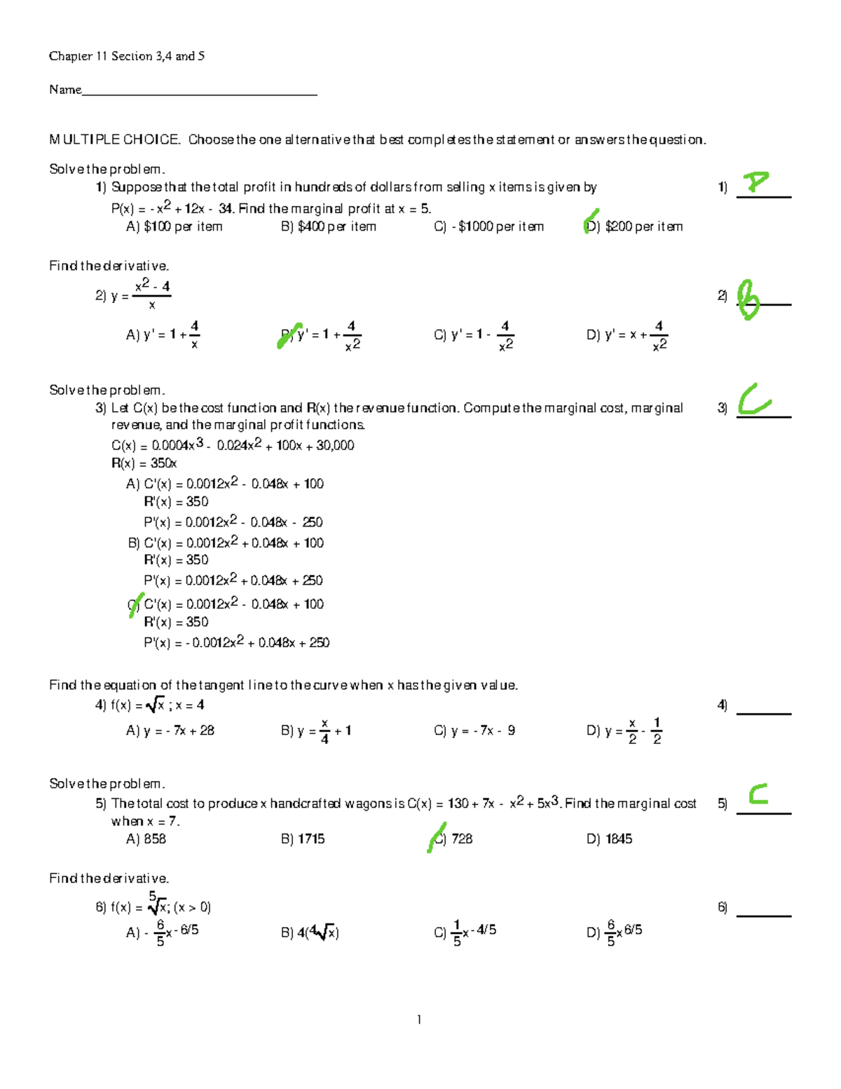 Chapter 11.345 Assignment - Chapter 11 Section 3,4 and 5 Name