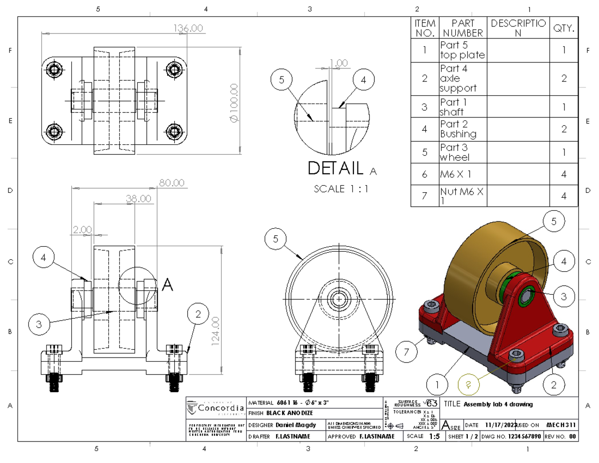 Assembly Combined Views (two Sheets) - REV NO. 5 4 3 2 F F 123456789000 ...