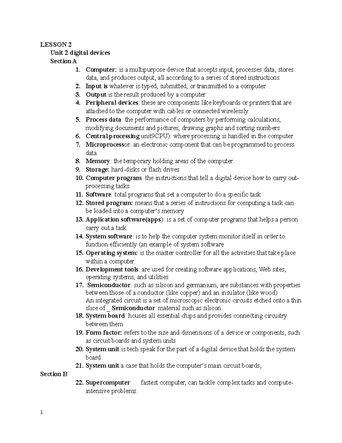 Lecture 2 digital devices LESSON 2 Unit 2 digital devices Section A 1