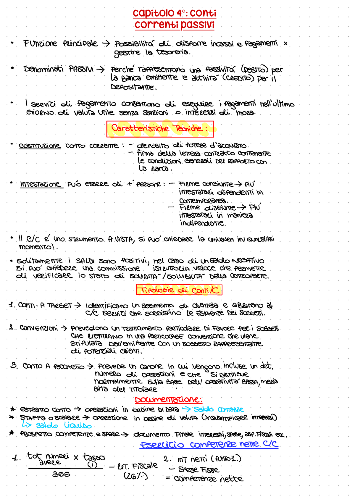 Capitolo 5: C/C - Capitolo 4°: Conti Correnti Passivi Funzione ...