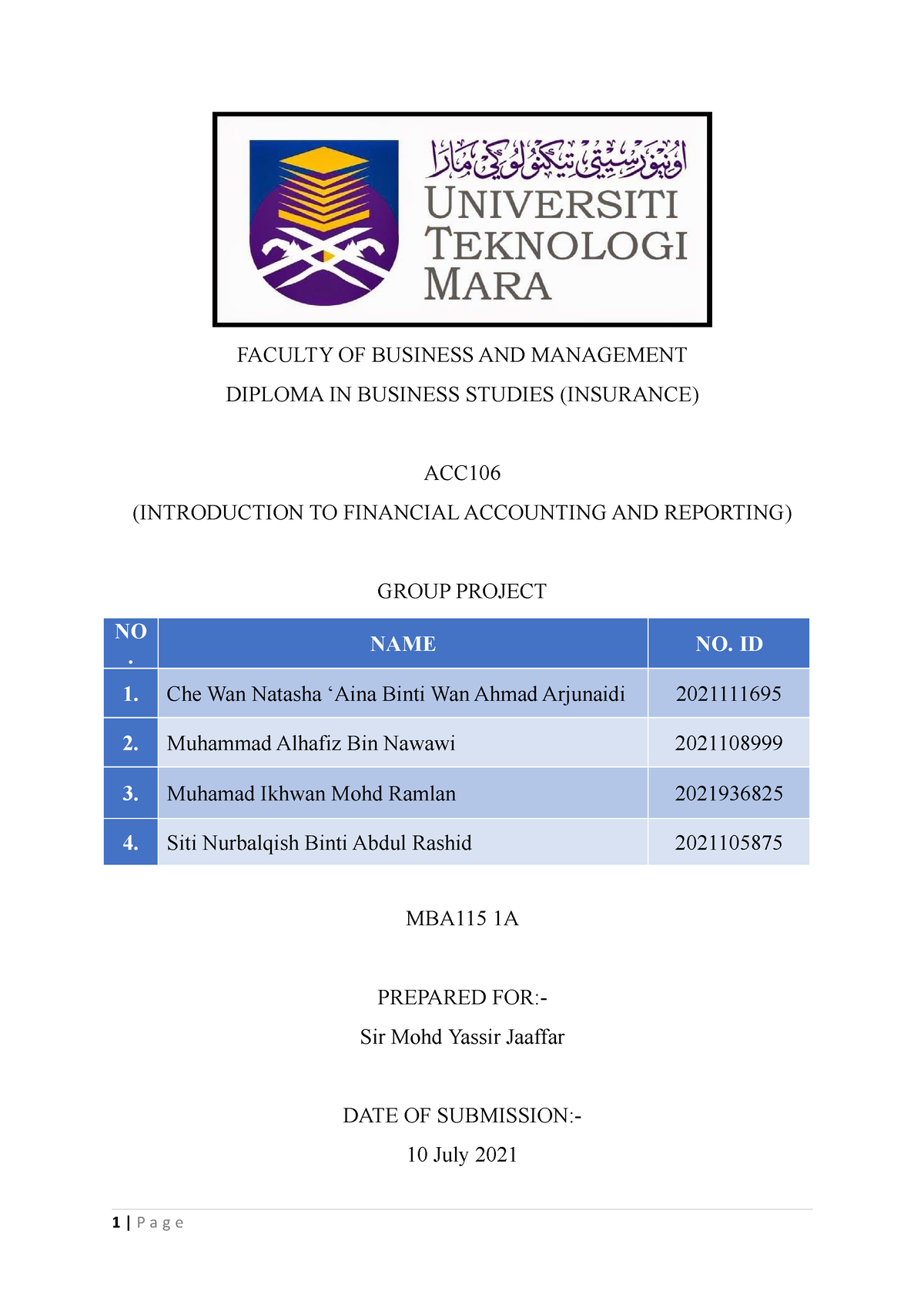 acc106 assignment introduction