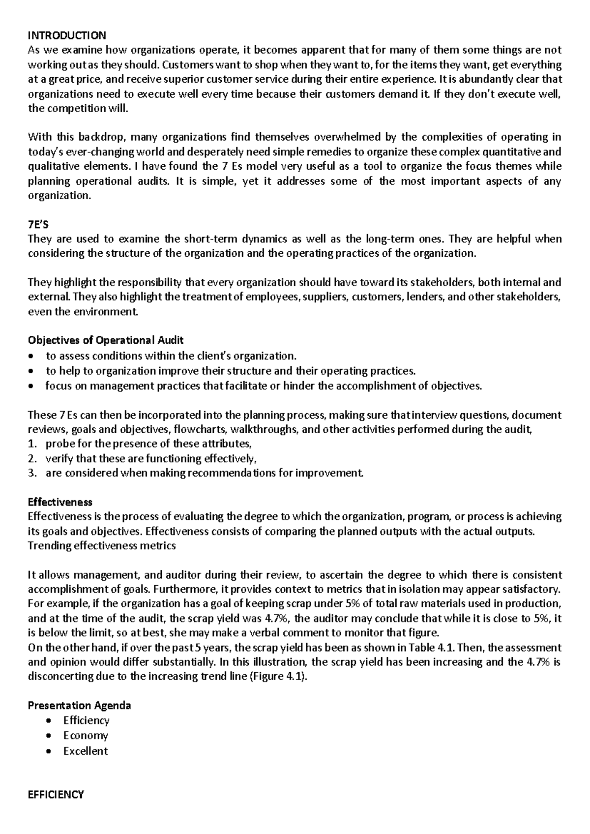 THE-7Es - Notes - INTRODUCTION As we examine how organizations operate ...