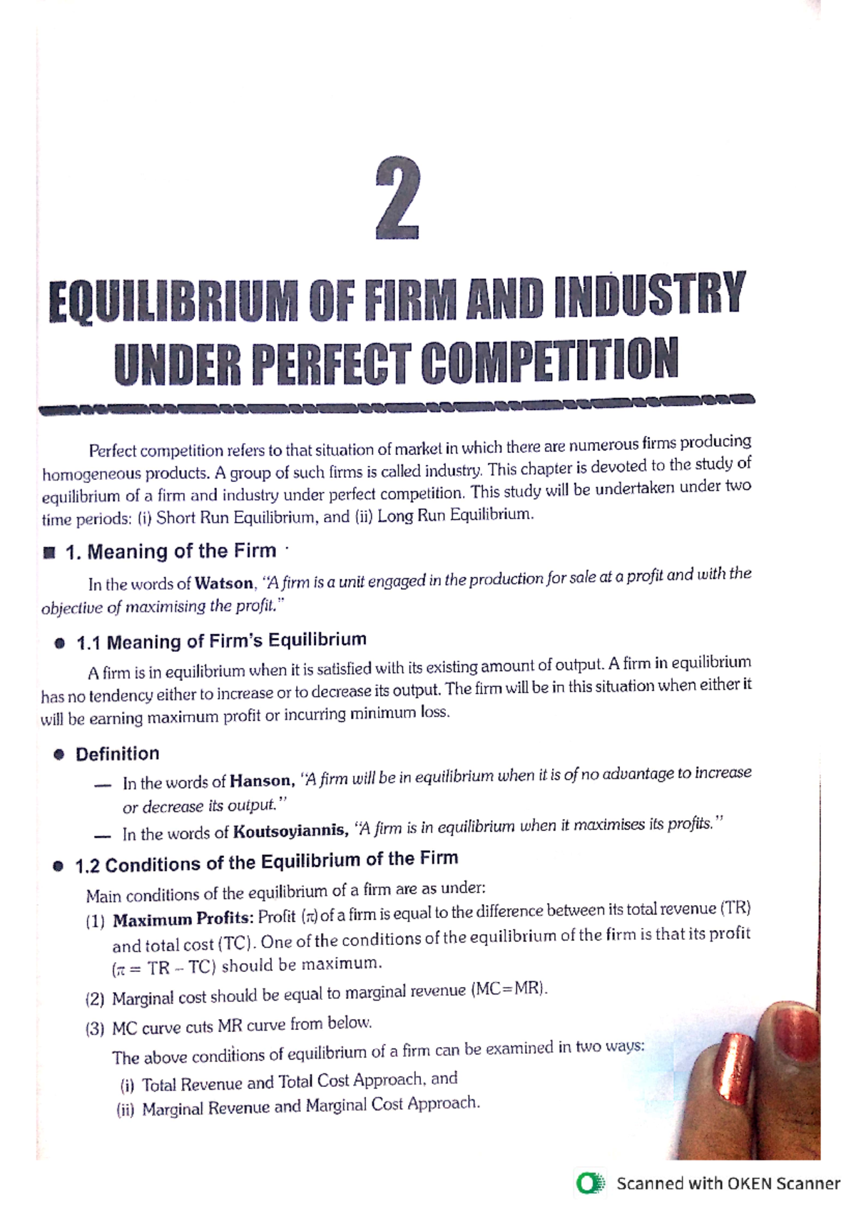 Equilibrium of firm and industry under perfect competition - Bachelor ...