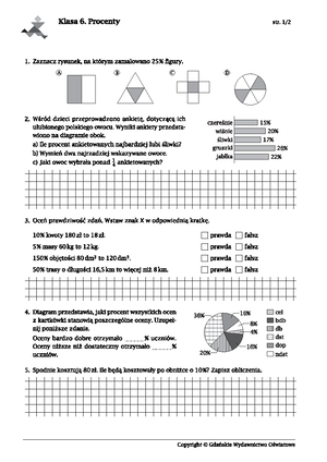 Sprawdzian Z Matematyki Klasa 6 Procenty Odpowiedzi www.studocu.com