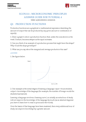 ECON111 S2 2019 Tutorial 5 - Answer Guide - Department Of Economics ...