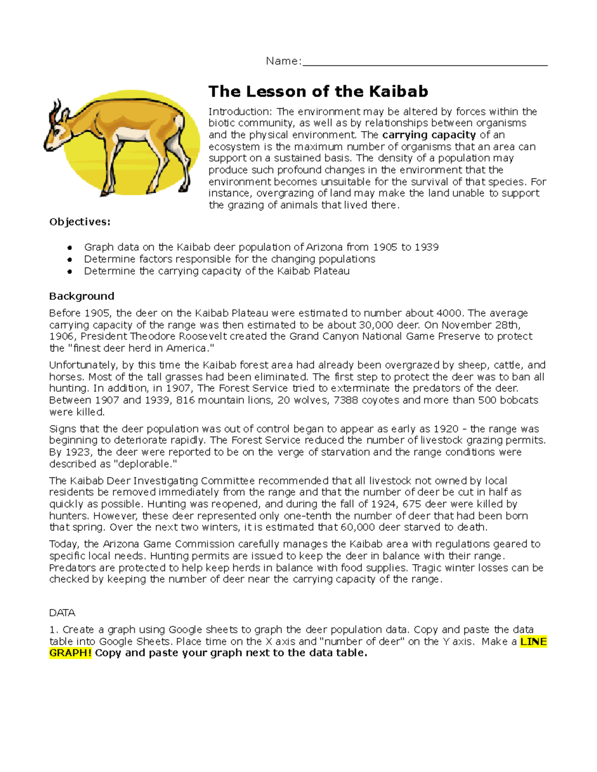 Kaibab and Deer Analysis Name
