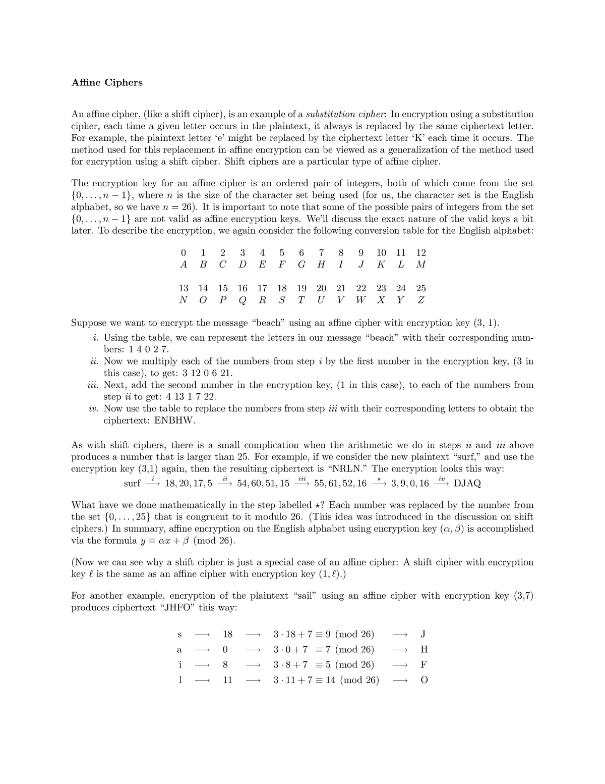 Affine Ciphers - Cyptography Review - Affine Ciphers An Affine Cipher ...