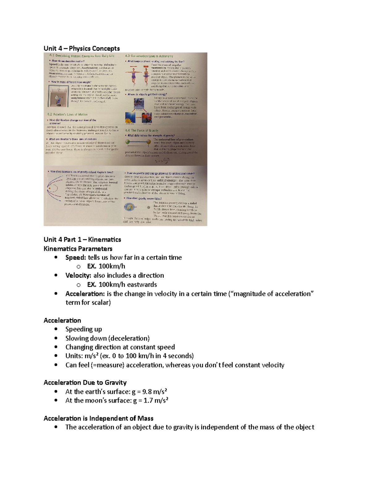 Unit 4 Notes - Astronomy - Unit 4 – Physics Concepts Unit 4 Part 1 ...