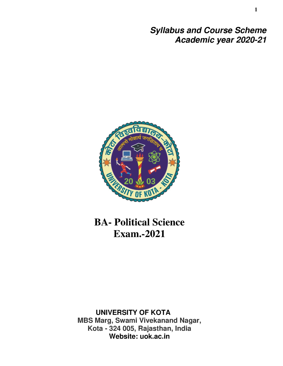 . Political Science.pdf - ####### Syllabus And Course Scheme Academic ...