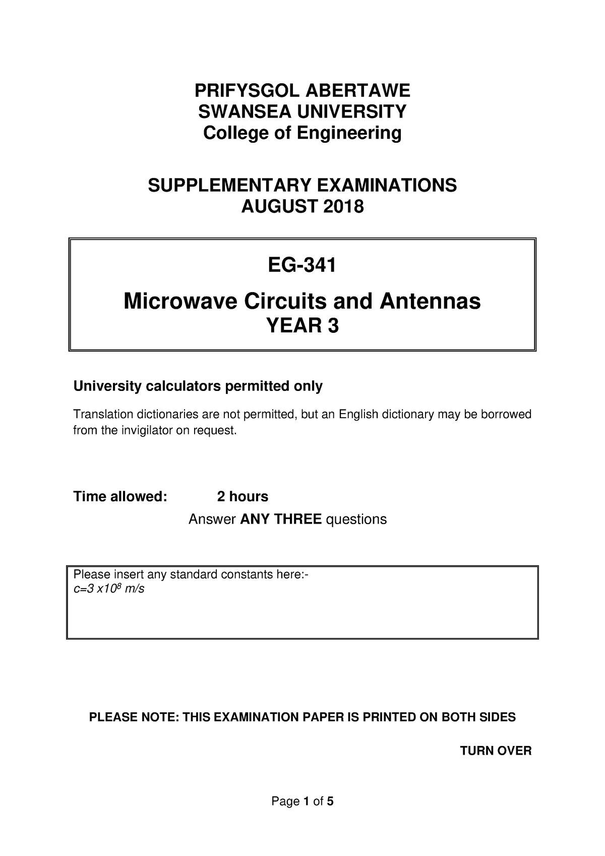 2018 (August) Question Paper - PRIFYSGOL ABERTAWE SWANSEA UNIVERSITY ...