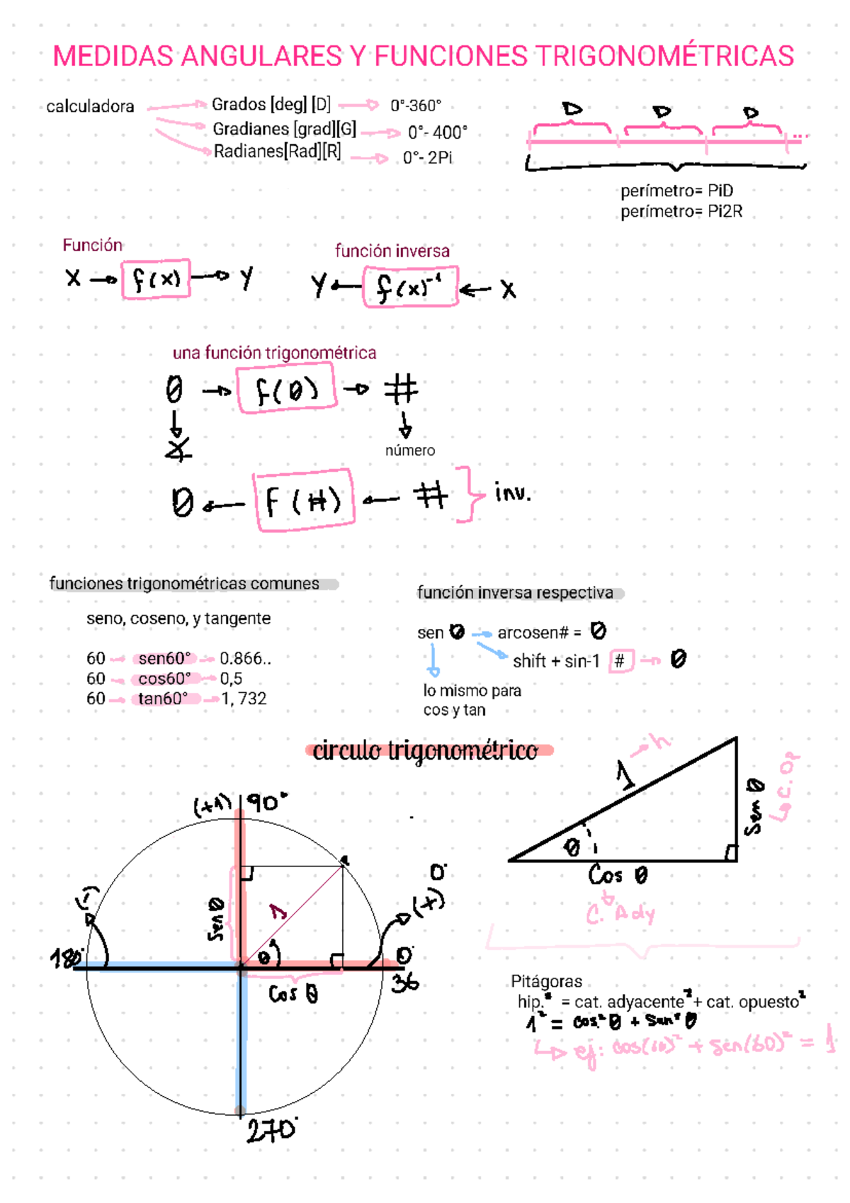 Matemáticas y física - MEDIDAS ANGULARES Y FUNCIONES TRIGONOMÉTRICAS ...