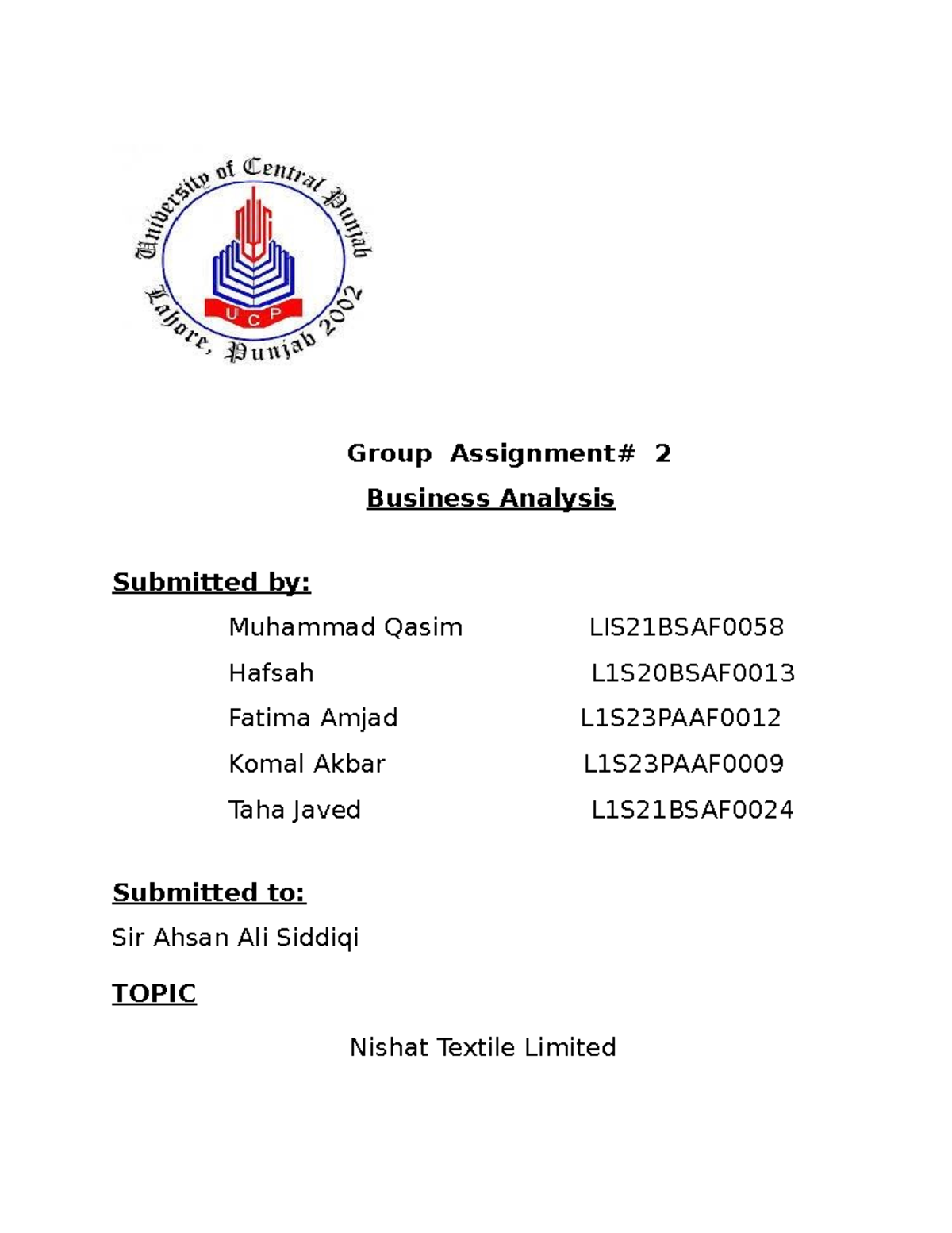 Analysis final project - Group Assignment# 2 Business Analysis ...
